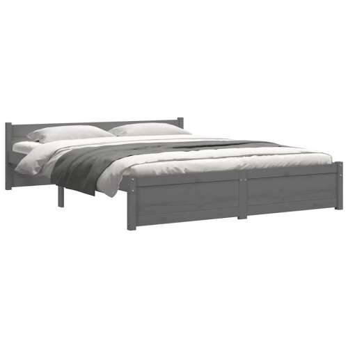 Okvir za krevet od masivnog drva sivi 135 x 190 cm bračni - Siva 135 x 190 cm Cijena