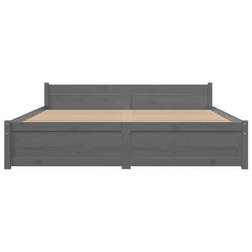 Okvir za krevet od masivnog drva sivi 135 x 190 cm bračni - Siva 135 x 190 cm Cijena