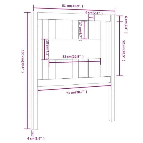 Uzglavlje crno 81 x 4 x 100 cm od masivne borovine - Crna 81 x 100 cm 1 Cijena