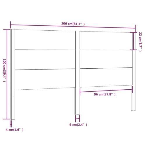 Uzglavlje crno 206 x 4 x 100 cm od masivne borovine - Crna 206 x 100 cm 1 Cijena