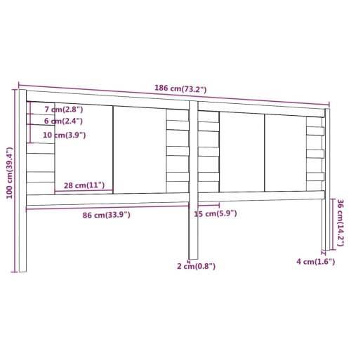 Uzglavlje smeđa boja meda 186 x 4 x 100 cm od masivne borovine - boja meda 186 x 100 cm 1 Cijena