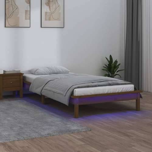 LED okvir kreveta boja meda 100 x 200 cm od masivnog drva