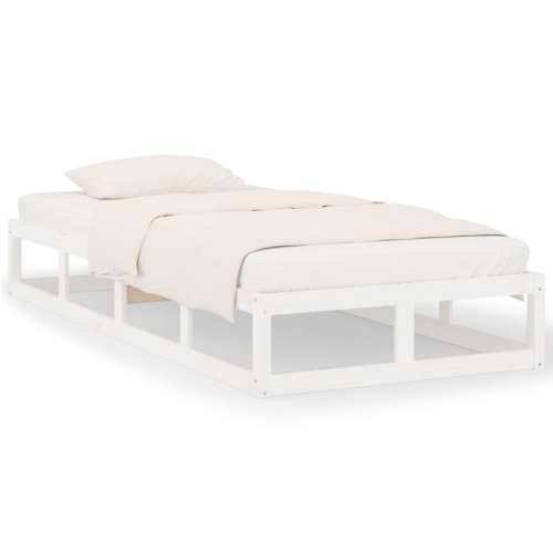 Okvir za krevet bijeli 100 x 200 cm od masivnog drva Cijena