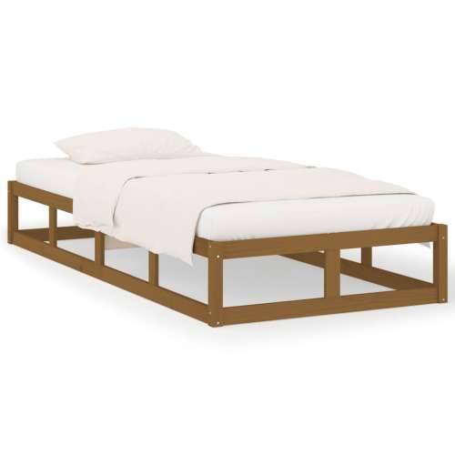 Okvir za krevet smeđa boja meda 100 x 200 cm od masivnog drva Cijena