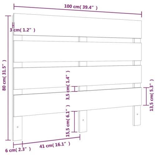 Uzglavlje sivo 100 x 3 x 80 cm od masivne borovine - Siva 100 x 80 cm 1 Cijena