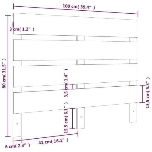 Uzglavlje crno 100 x 3 x 80 cm od masivne borovine - Crna 100 x 80 cm 1 Cijena