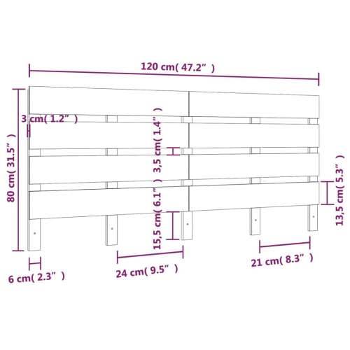 Uzglavlje bijelo 120 x 3 x 80 cm od masivne borovine - Bijela 120 x 80 cm 1 Cijena