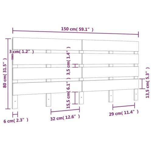 Uzglavlje 150 x 3 x 80 cm od masivne borovine - Prirodna 150 x 80 cm 1 Cijena