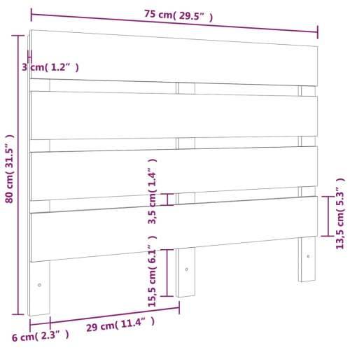 Uzglavlje bijelo 75 x 3 x 80 cm od masivne borovine - Bijela 75 x 80 cm 1 Cijena