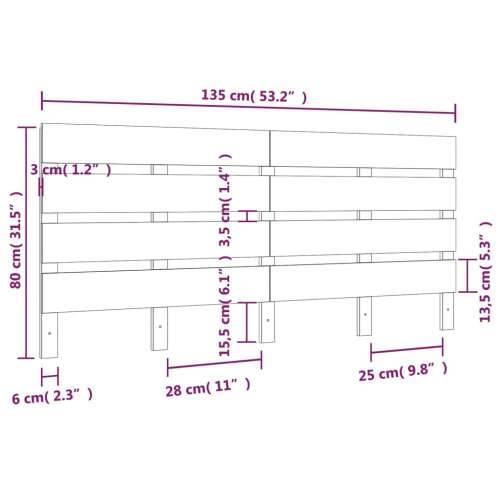 Uzglavlje 135 x 3 x 80 cm od masivne borovine - Prirodna 135 x 80 cm 1 Cijena