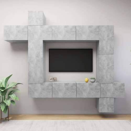 9-dijelni set TV ormarića siva boja betona konstruirano drvo - Beton siva 9 100 cm Cijena