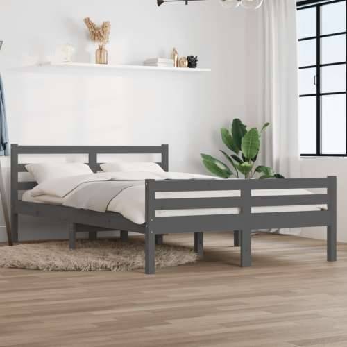 Okvir za krevet od masivnog drva sivi 120 x 200 cm Siva 120 x 200 cm Cijena