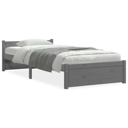 Okvir za krevet od masivnog drva sivi 75 x 190 cm mali - Siva 75 x 190 cm Cijena