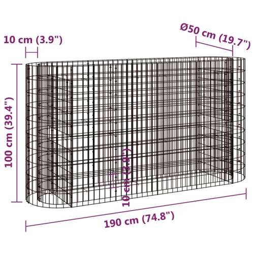 Gabionska povišena gredica od pocinčanog željeza 190x50x100 cm - 190 x 50 x 100 cm 1 Cijena