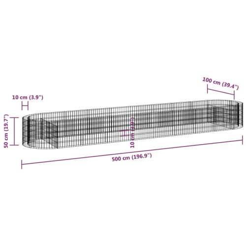 Gabionska povišena gredica od pocinčanog željeza 500x100x50 cm - 500 x 100 x 50 cm 1 Cijena