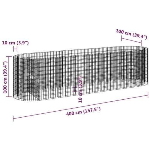 Gabionska povišena gredica od pocinčanog željeza 400x100x100 cm - 400 x 100 x 100 cm 1 Cijena