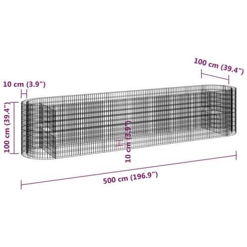 Gabionska povišena gredica od pocinčanog željeza 500x100x100 cm - 500 x 100 x 100 cm 1 Cijena