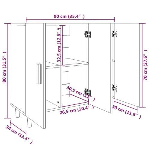 Komoda boja hrasta sonome 90 x 34 x 80 cm konstruirano drvo - Sivi hrast sonoma 1 Cijena