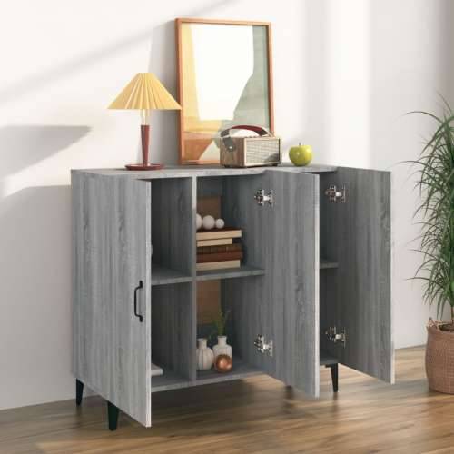Komoda boja hrasta sonome 90 x 34 x 80 cm konstruirano drvo - Sivi hrast sonoma 1 Cijena