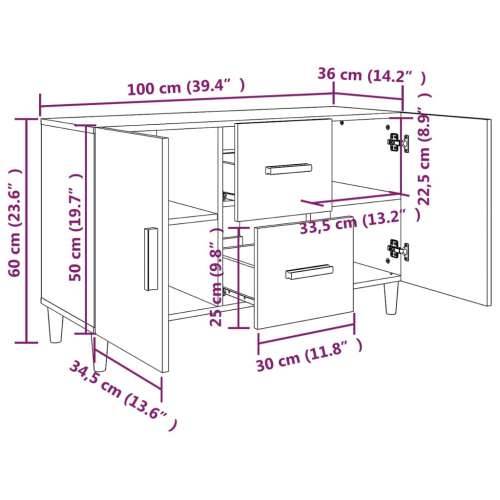 Komoda boja dimljenog hrasta 100 x 36 x 60 cm konstruirano drvo - Dimljeni hrast 1 Cijena