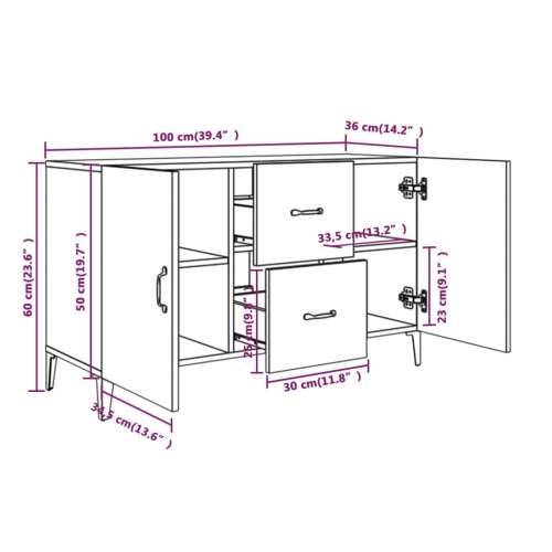 Komoda smeđa boja hrasta 100 x 36 x 60 cm od konstruiranog drva - Smeđi hrast 1 Cijena