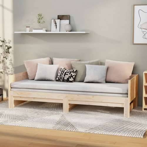 Dnevni ležaj na izvlačenje 2x(90x190) cm masivna borovina - Prirodna 90 x 190 cm Cijena