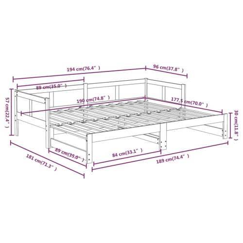 Dnevni ležaj na izvlačenje bijeli 2x(90x190)cm masivna borovina - Bijela 90 x 190 cm Cijena