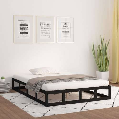 Okvir za krevet crni 160x200 cm od masivne borovine Cijena