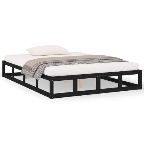 Okvir za krevet crni 140x190 cm od masivnog drva Cijena