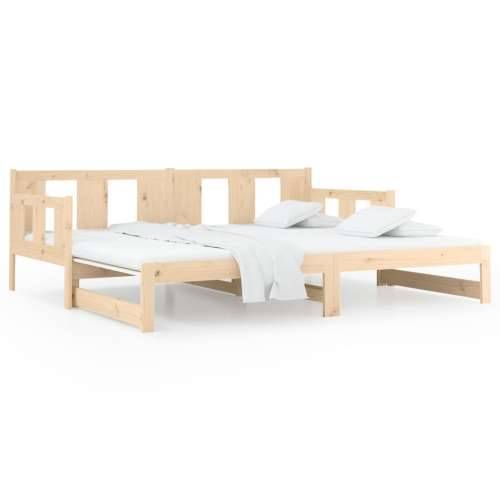 Dnevni krevet na izvlačenje masivna borovina 2x(80x200) cm - Prirodna 80 x 200 cm Cijena