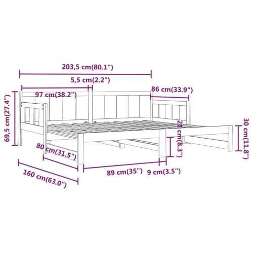 Dnevni krevet na izvlačenje masivna borovina 2x(80x200) cm - Prirodna 80 x 200 cm Cijena