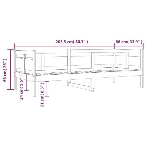 Dnevni ležaj bijeli 80 x 200 cm od masivne borovine - Bijela 80 x 200 cm Cijena
