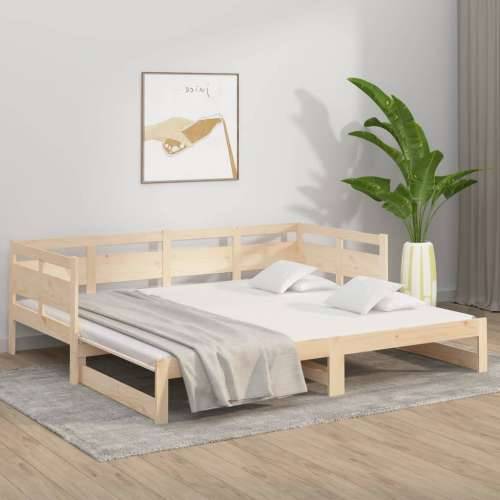 Dnevni krevet na izvlačenje masivna borovina 2x(80x200) cm - Prirodna 80 x 200 cm Cijena