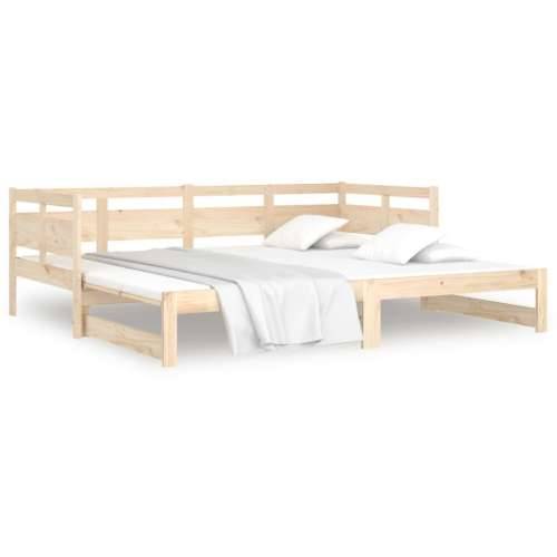 Dnevni krevet na izvlačenje masivna borovina 2x(80x200) cm - Prirodna 80 x 200 cm Cijena