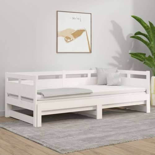 Dnevni ležaj na izvlačenje 2 x (80 x 200) cm bijeli od borovine - Bijela 80 x 200 cm Cijena