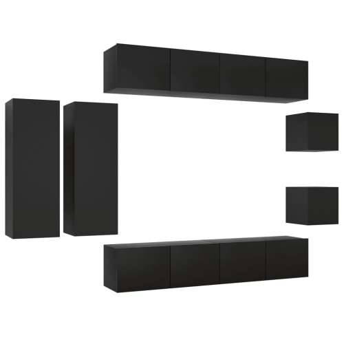 8-dijelni set TV ormarića crni od konstruiranog drva - Crna 8 80 cm Cijena