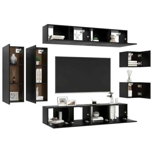 8-dijelni set TV ormarića crni od konstruiranog drva - Crna 8 80 cm Cijena