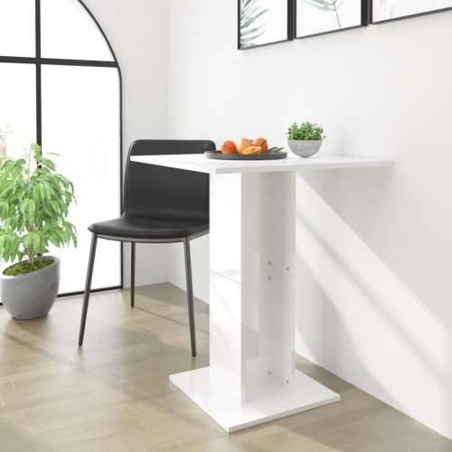 Bistro stol sjajni bijeli 60 x 60 x 75 cm od konstruiranog drva