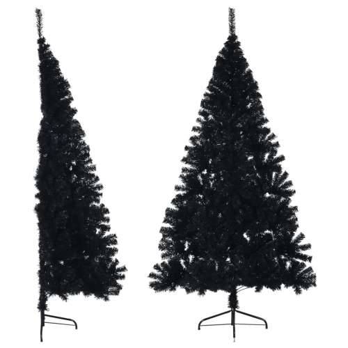 Umjetna polovica božićnog drvca sa stalkom crna 210 cm PVC - Crna 210 x 120 cm 1 Cijena
