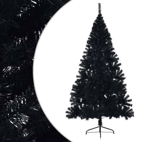 Umjetna polovica božićnog drvca sa stalkom crna 210 cm PVC - Crna 210 x 120 cm 1 Cijena