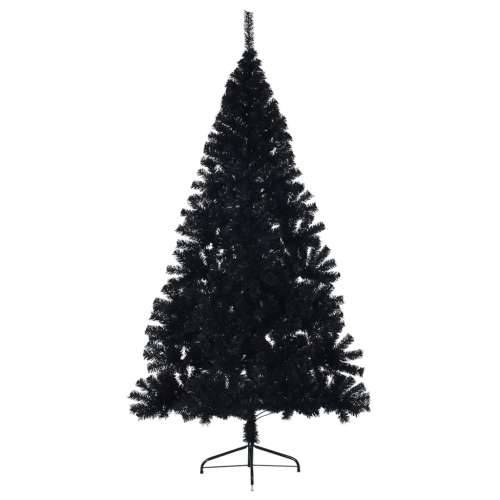 Umjetna polovica božićnog drvca sa stalkom crna 210 cm PVC - Crna 210 x 120 cm 1 Cijena