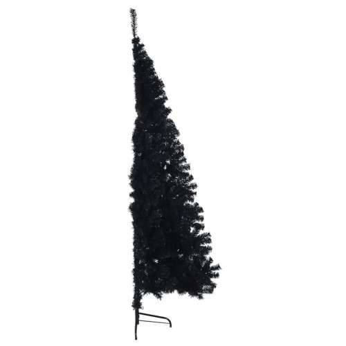 Umjetna polovica božićnog drvca sa stalkom crna 210 cm PVC - Crna 210 x 120 cm 1 Cijena
