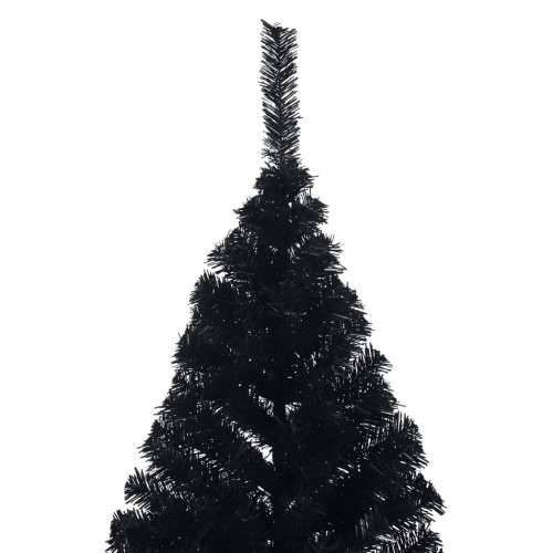 Umjetna polovica božićnog drvca sa stalkom crna 210 cm PVC - Crna 210 x 120 cm 1 Cijena