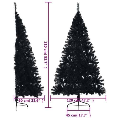 Umjetna polovica božićnog drvca sa stalkom crna 210 cm PVC - Crna 210 x 120 cm 1 Cijena