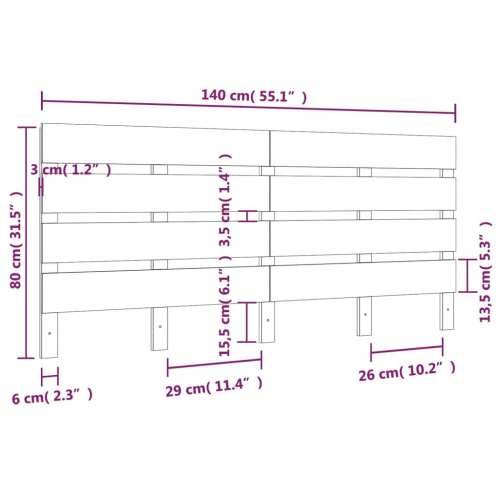 Uzglavlje 140 x 3 x 80 cm od masivne borovine - Prirodna 140 x 80 cm 1 Cijena