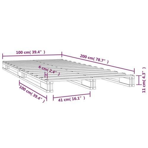 Krevet od paleta sivi 100x200 cm od masivne borovine Cijena