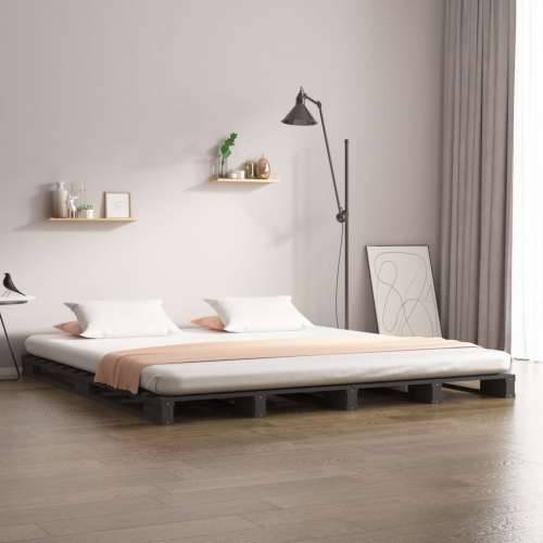 Krevet od paleta sivi 150x200 cm od masivne borovine bračni
