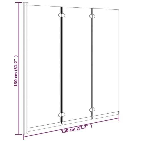 Sklopiva pregrada za tuš 3 panela 130 x 130 cm ESG crna Cijena