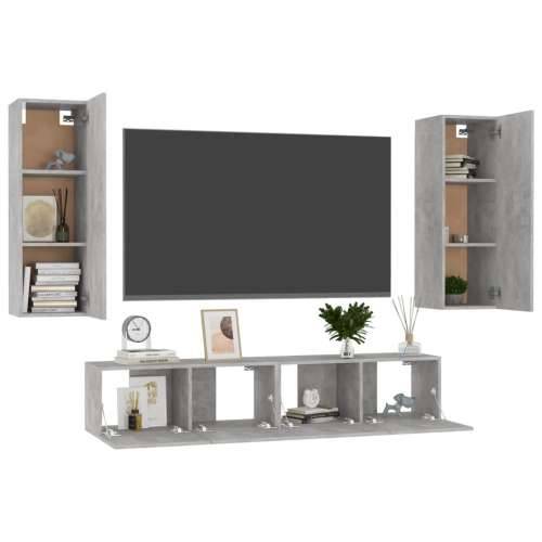 4-dijelni set TV ormarića siva boja betona konstruirano drvo - Beton siva 1 160 cm Cijena