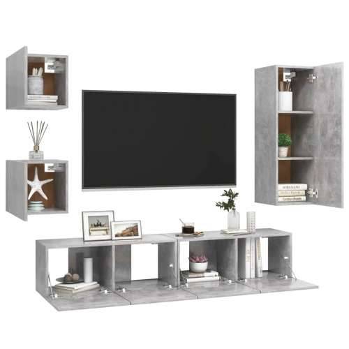 5-dijelni set TV ormarića siva boja betona konstruirano drvo - Beton siva 5 90 cm Cijena